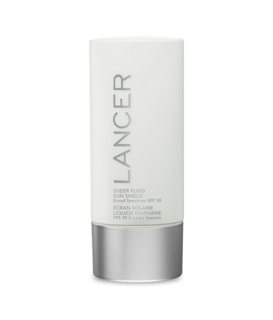 Lancer sunscreen cream tube on a white background