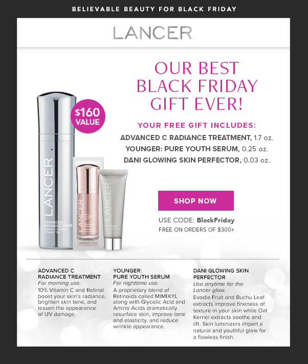 Black Friday and Cyber Monday Gifts - Lancer Skincare
