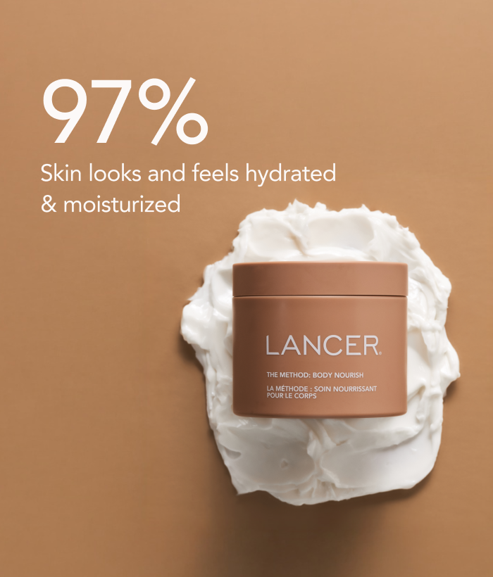 Langer skincare product with whipped body moisturizer on a brown background-Lancer Skincare