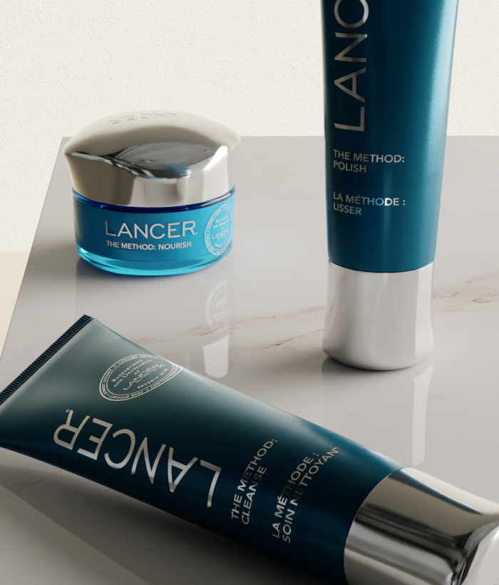Lancer skincare products on a marble surface-Lancer Skincare