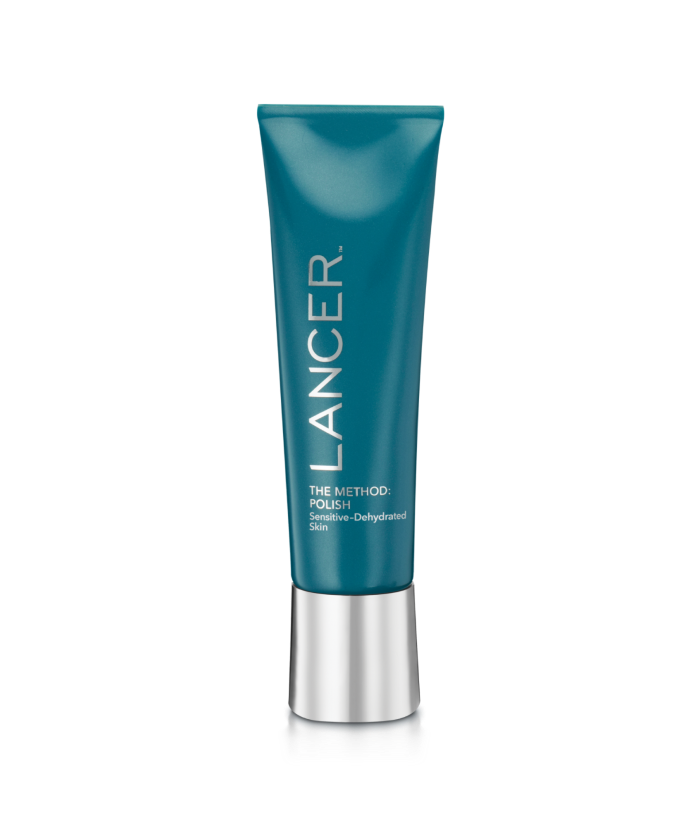 Blue skincare tube with silver cap on a white background-Lancer Skincare