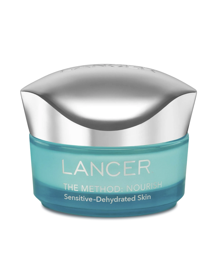 Lancer skincare product with blue jar and silver lid on a white background-Lancer Skincare