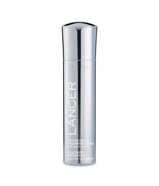 Lancer skincare treatment cream bottle on a white background