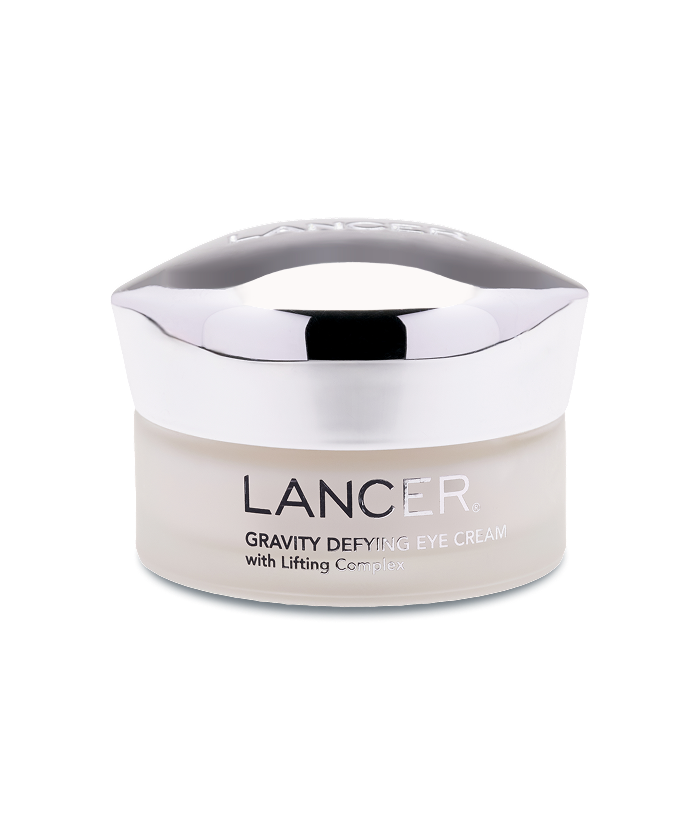 Lancer Gravity Defying Eye Cream jar on a white background-Lancer Skincare