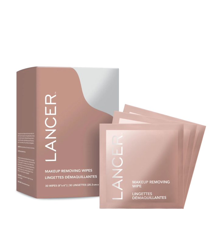 Lancer makeup removing wipes packaging on a white background-Lancer Skincare