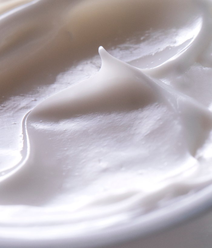 Close-up of smooth, white cream texture
